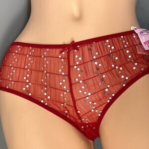 Vintage Personal Identity Y2K Sears Red Sheer Mesh Sequin Panties Juniors Large